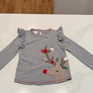 Mud Pie Gray Long Sleeve Reindeer Tee